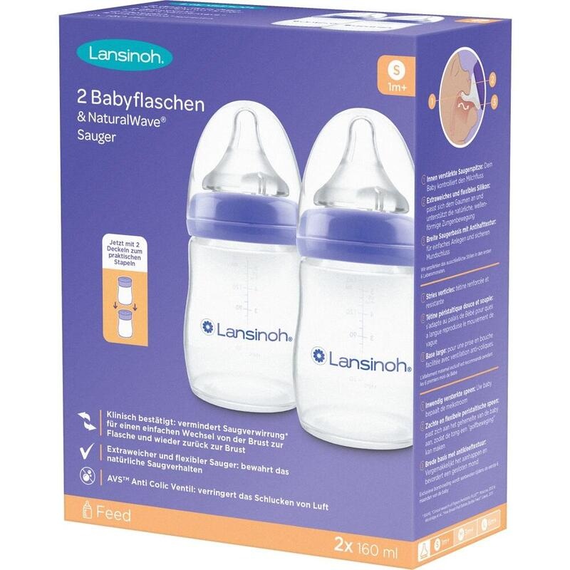 LANSINOH NaturalWave Babyflaschen 160ml & Sauger S